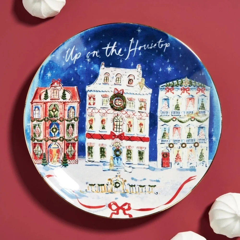 NWT Anthropologie Susannah Garrod set of 3 Tis The Season Dessert Plates